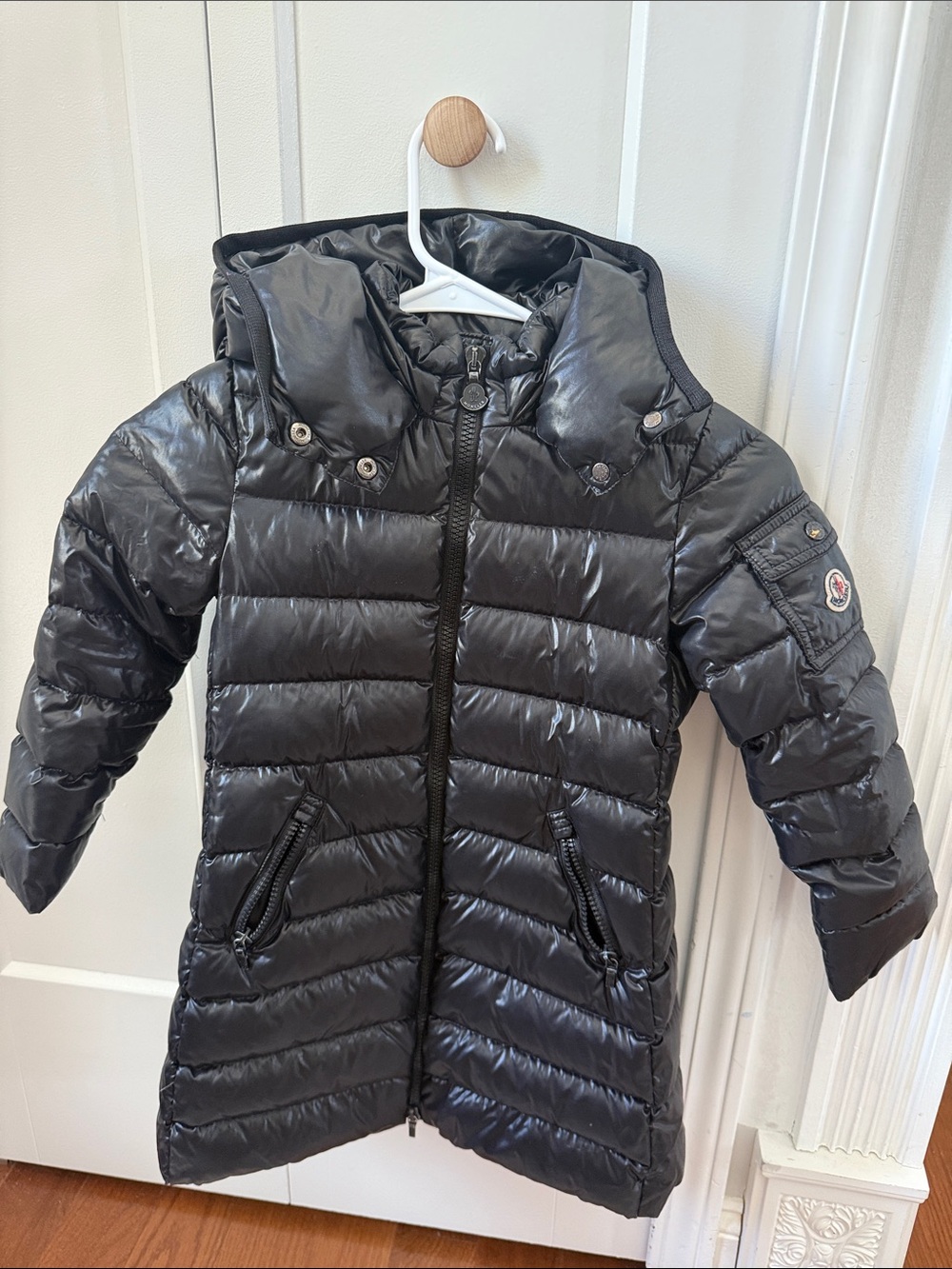 Moncler Black Puffer Coat with Hood